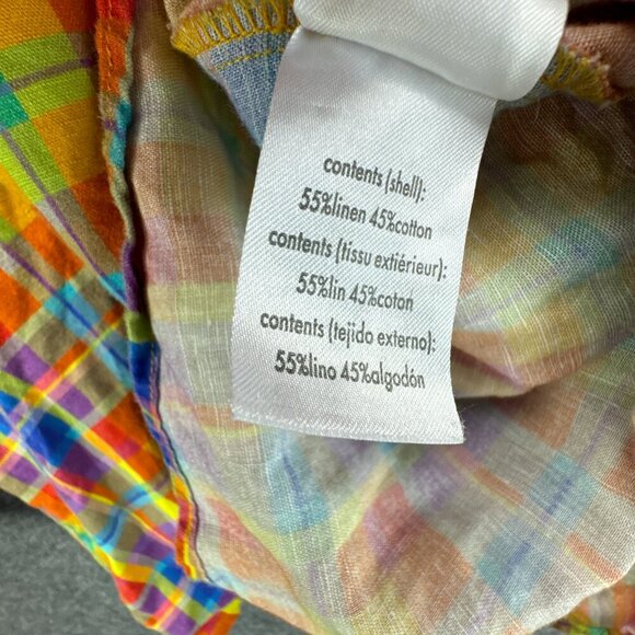 We Wore What Shirt Womens Medium Colorful Button Up Linen Blend Oversized Dad - Picture 16 of 16